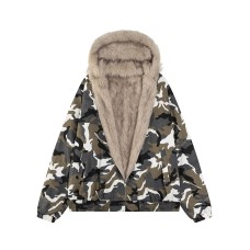 Hawk Hooded Cotton Jacket  Loose Camouflage Cotton Coat