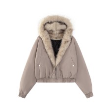 Cotton-Padded Hooded Coat Clean Fit Short Thickened Winter Jacket