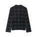 Plaid knit with waistband jacket for women's clothing Plaid knit with waistband jacket for women's clothing