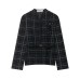 Plaid knit with waistband jacket for women's clothing Plaid knit with waistband jacket for women's clothing