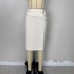 Split button mid length skirt