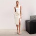 Split button mid length skirt