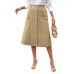 High waisted A-line mid length skirt