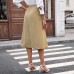 High waisted A-line mid length skirt