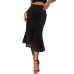 Solid color mesh wrapped hip skirt