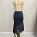 Solid color mesh wrapped hip skirt