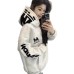 Hooded Fleece Sweatshirt for Women with Letter Embroidery