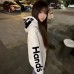 Hooded Fleece Sweatshirt for Women with Letter Embroidery