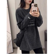 Style Round Neck Velvet Sweatshirt for Women