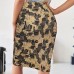 Printed split hip skirt