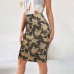 Printed split hip skirt