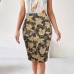 Printed split hip skirt