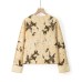 Butterfly knot jacquard single button top