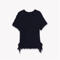 Texture Knitted Bow Round Neck Top