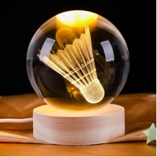 Creative 3D Internal Carving Night Light Basketball Crystal Ball Decoration Gift for Men's Birthday