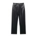 Imitation leather jacket+flared pants women's clothing