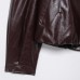 Round neck long sleeved faux leather pilot jacket