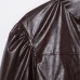 Round neck long sleeved faux leather pilot jacket