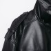 Stand collar faux leather strap jacket for women's wear