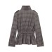 Grid patterned lotus leaf hem jacket+balloon version pants Grid patterned lotus leaf hem jacket+balloon version pants