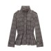 Grid patterned lotus leaf hem jacket+balloon version pants Grid patterned lotus leaf hem jacket+balloon version pants