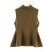 Asymmetric knitted top with side inlay