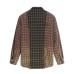 Color blocking checkered patchwork fringed shirt