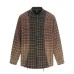 Color blocking checkered patchwork fringed shirt