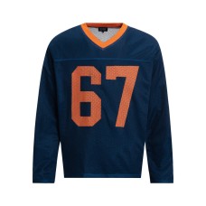Letter 67 printed V-neck long sleeved shirt