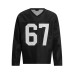 Letter 67 printed V-neck long sleeved shirt