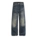 Wash denim wide leg pants