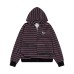Embroidered Hooded Zip-Up Casual Outwear with Stripe Design
