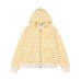 Embroidered Hooded Zip-Up Casual Outwear with Stripe Design
