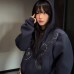 Retro Heavy-Duty Stud Short Hoodie Jacket for Women, Fleece-Lined Thick Loose Zip-Up Top