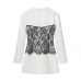 Lace Spliced Casual A-line Long Sleeve Dress