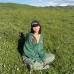 Green Hooded Sweatshirt Jacket for Women, Short Length, Loose Fit, Zipper Front