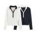 Double sided knitted top with contrasting colors