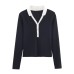 Double sided knitted top with contrasting colors
