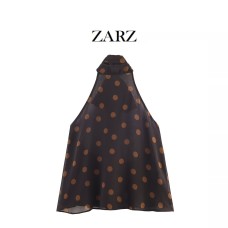 New Women's Fashion Polka Dot Chiffon Halter Neck Top
