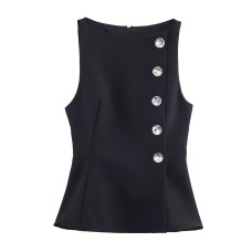 New Women's Fashionable Jewelry Button Decorated Top