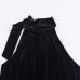 New Women's Clothing Bow Decorated Velvet Balloon Sleeve Top