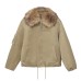 Artificial fur lapel pilot jacket women's clothing
