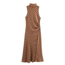 Polka dot bow MIDI dress for women