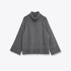 Lazy style loose stand up collar knitted sweater
