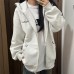 Embroidered Hoodie for Women, Casual Loose Fit Zip-Up Sweatshirt with Hooded Design
