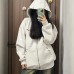 Embroidered Hoodie for Women, Casual Loose Fit Zip-Up Sweatshirt with Hooded Design