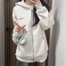 Embroidered Hoodie for Women, Casual Loose Fit Zip-Up Sweatshirt with Hooded Design