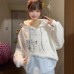 Sweet Style Cartoon Embroidery Fleece Hoodie Women's Casual Student 