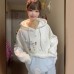 Sweet Style Cartoon Embroidery Fleece Hoodie Women's Casual Student 