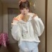 Sweet Style Cartoon Embroidery Fleece Hoodie Women's Casual Student 